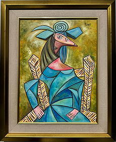 Pablo Picasso Spanish 1881-1973 Oil On Canvas Painting in the style of. Dali, Magritte, Era (1 of 6)