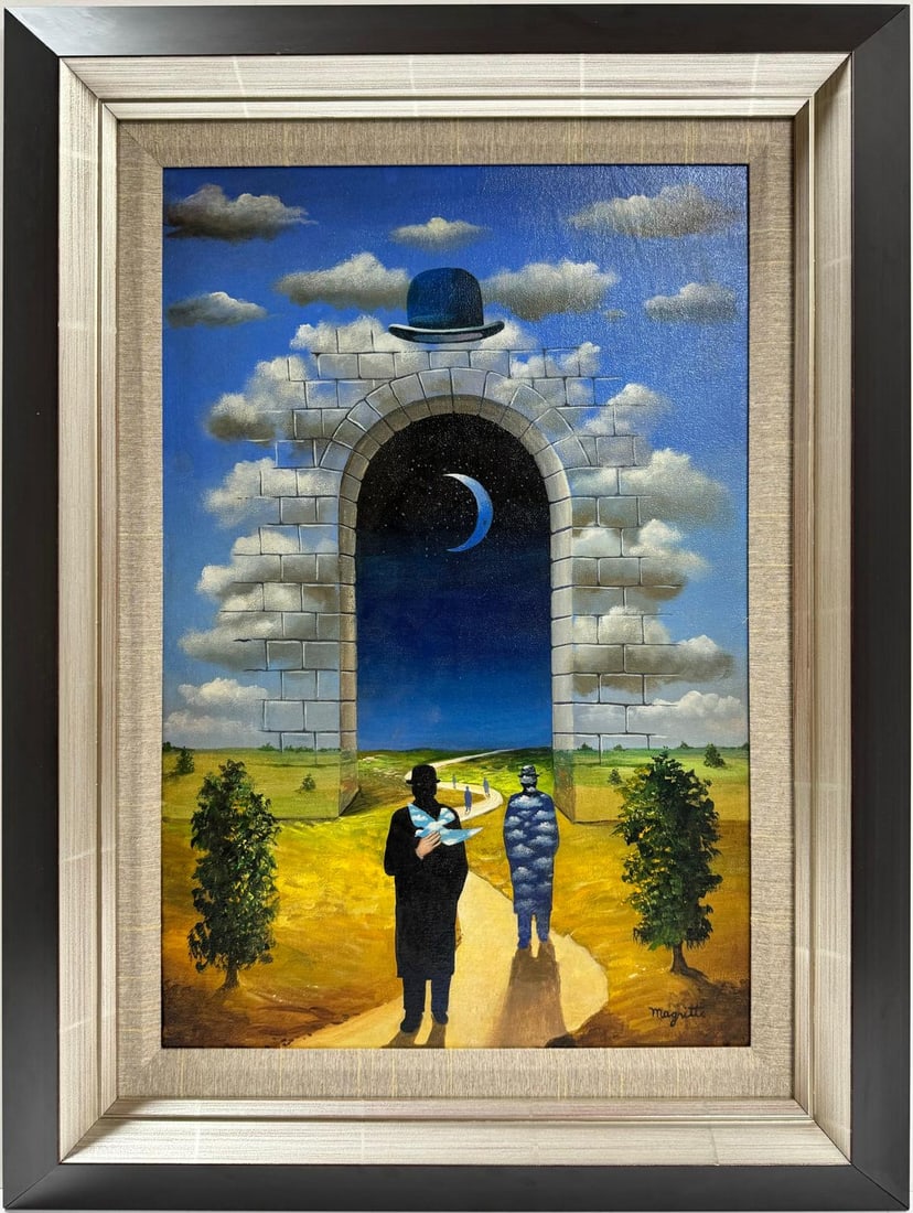Rene Magritte Belgian 1898 - 1967 Untitled Oil on Canvas Painting In The Style of. Dali Picasso Era (1 of 6)