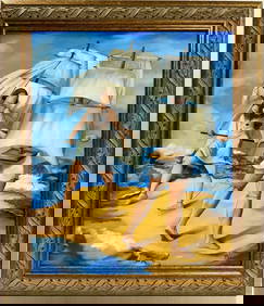 Salvador Dali Spanish 1904 - 1989 Oil on Canvas Painting in the style of. Magritte Ernst Picasso Era (1 of 6)