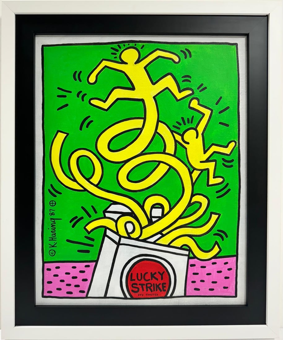 Keith Haring American 1958 - 1990 Acrylic/Canvas In The Style of Warhol Haring Pop Art Era. (1 of 6)