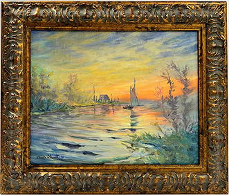 Claude Monet French 1840 - 1926 Oil on canvas Painting in the style of.Renoir Manet Pissarro Era. (1 of 7)