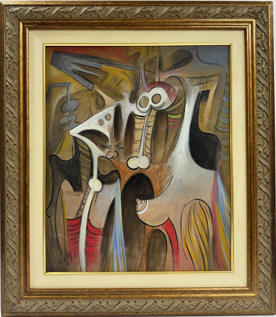 Wifredo Lam Cuban 1902 - 1982 Oil on canvas in the style of painting. Kahlo, Rivera Latin American (1 of 5)