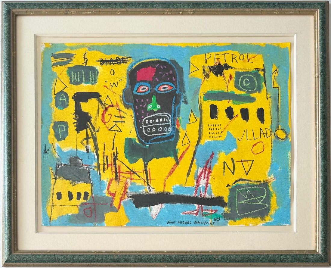 Jean Michel Basquiat  Abstract In The Style of. Pollock Andy Warhol Era Acrylic on Paper (1 of 7)