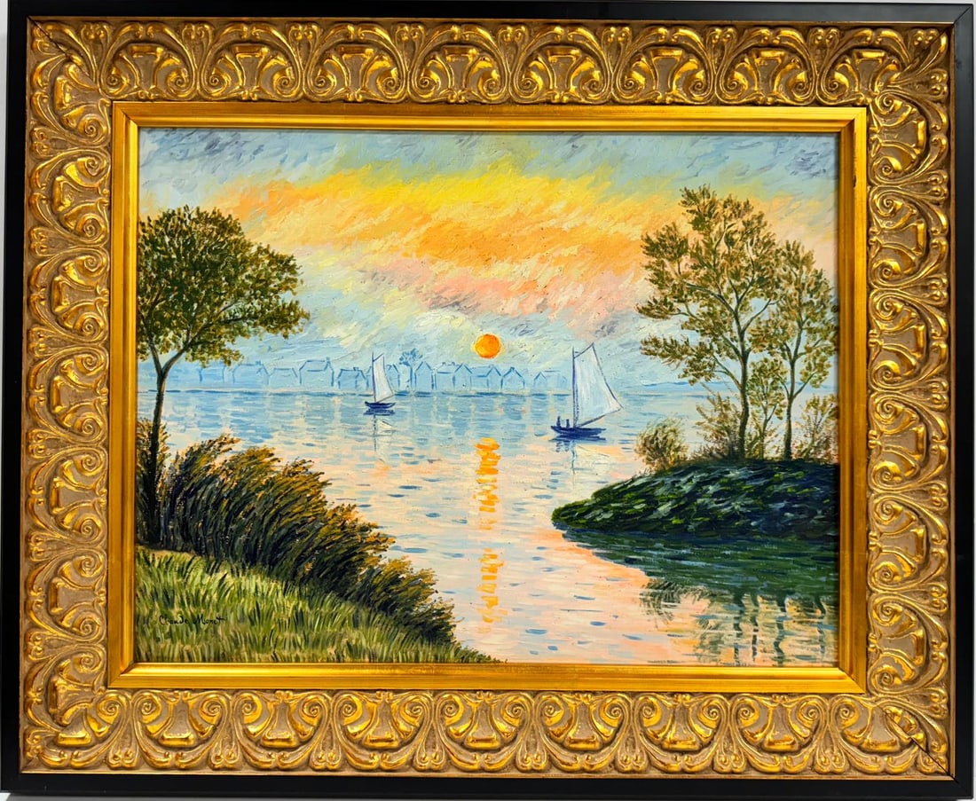 Claude Monet French 1840 - 1926 Oil on Canvas Painting In The Style of. Renoir/Manet/Pissarro Era. (1 of 7)