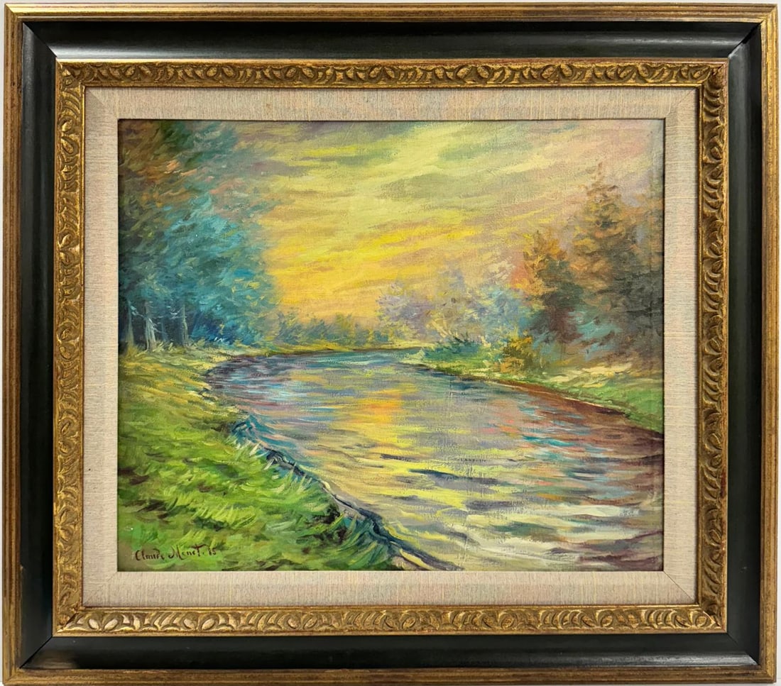 Claude Monet French 1840 - 1926 Oil on Canvas Painting in the style of Renoir/Manet/Pissarro Era. (1 of 8)