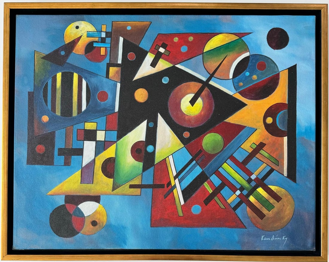 Wassily Kandinsky 1866 - 1944 Oil on Canvas Painting in the style of. Mondrian. Kazimir Malevich Era (1 of 6)