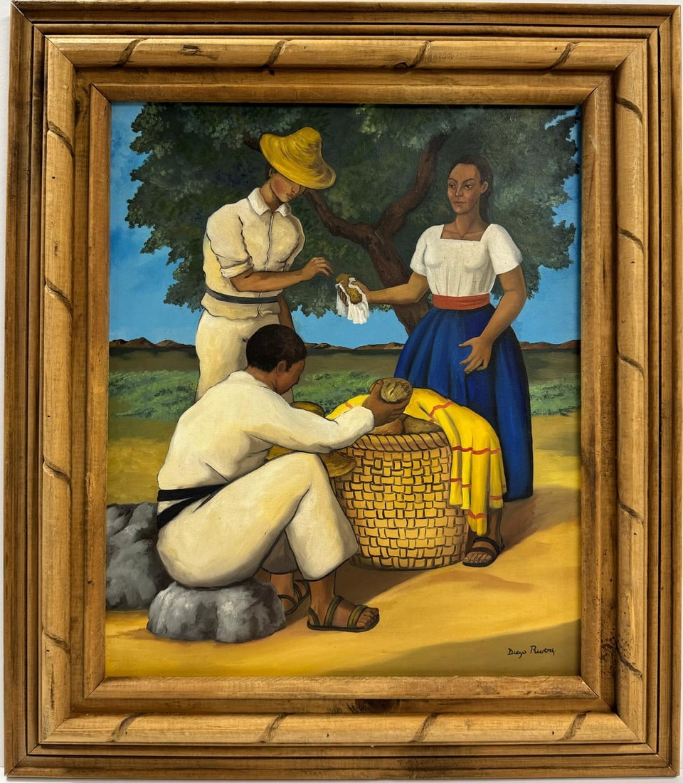 Diego Rivera Mexican 1886-1957 Oil on Canvas in the style of. Tamayo, Kahlo, Clemente Orozco Era (1 of 6)