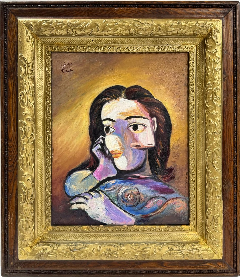 Pablo Picasso Spanish 1881-1973 Beautiful Oil On Canvas Painting in the style of. Dali Magritte, Era (1 of 7)
