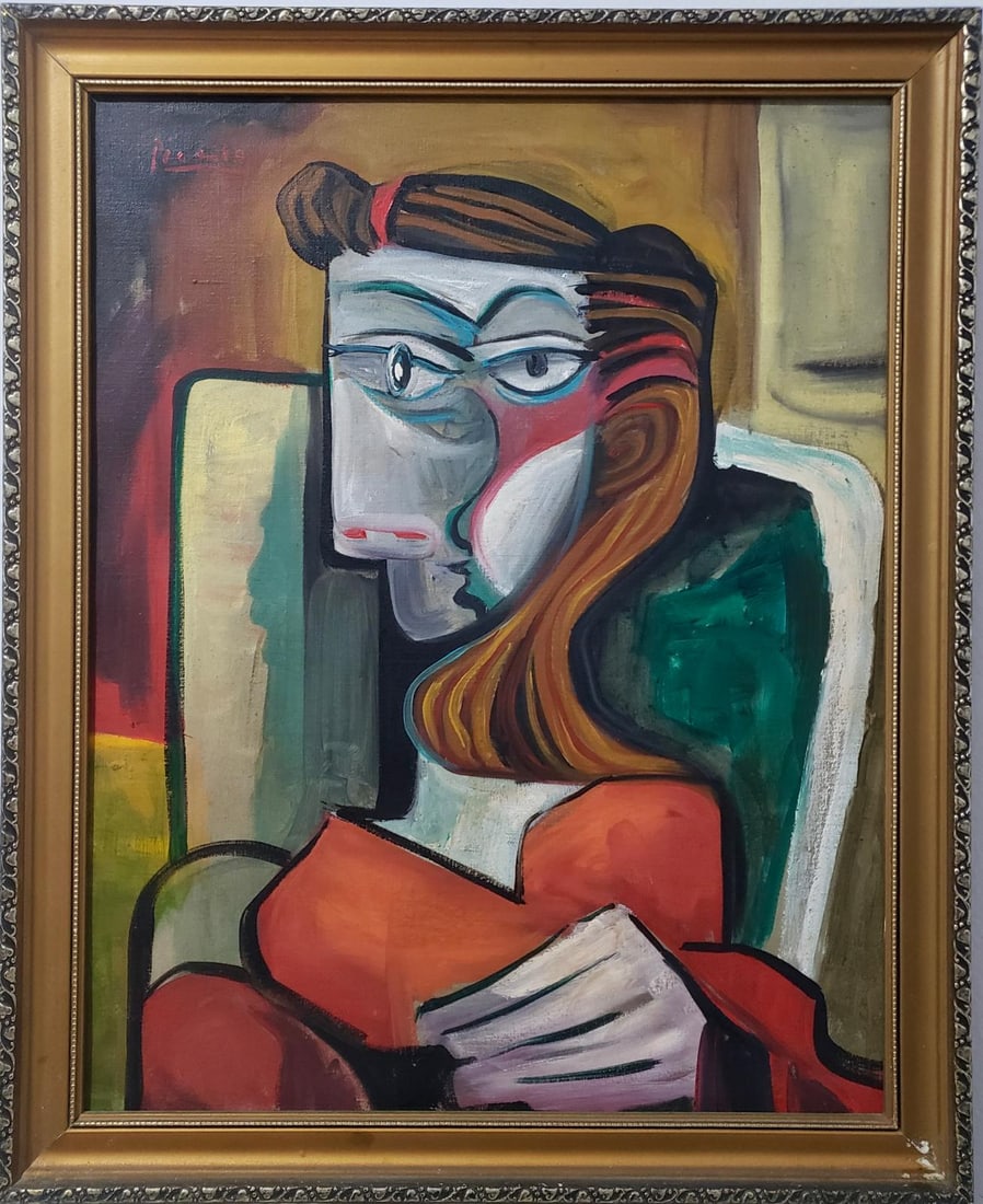 Pablo Picasso Spanish 1881-1973 Beautiful Oil On Canvas Painting in the style of. Dali Magritte, Era (1 of 5)