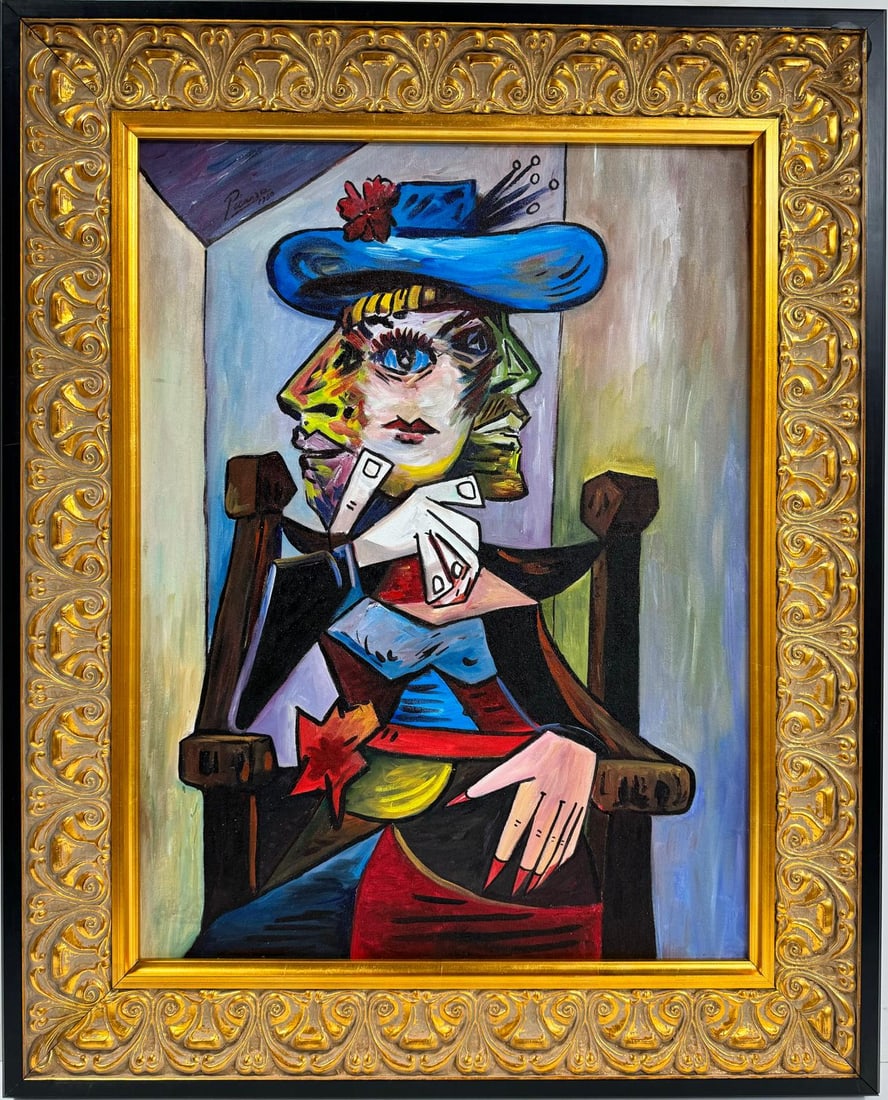 Pablo Picasso Spanish 1881-1973 Beautiful Oil On Canvas Painting in the style of. Dali Magritte, Era (1 of 8)