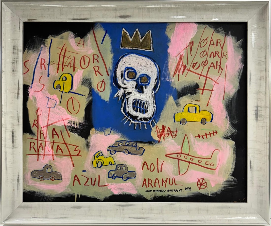 Jean Michel Basquiat Large Abstract In The Style of. Pollock Andy Warhol Era Acrylic on Canvas (1 of 6)