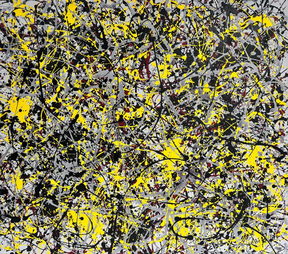 Jackson Pollock American Oil on canvas Painting In The Style of. Rothko Kline de Kooning O'Keeffe. (1 of 6)