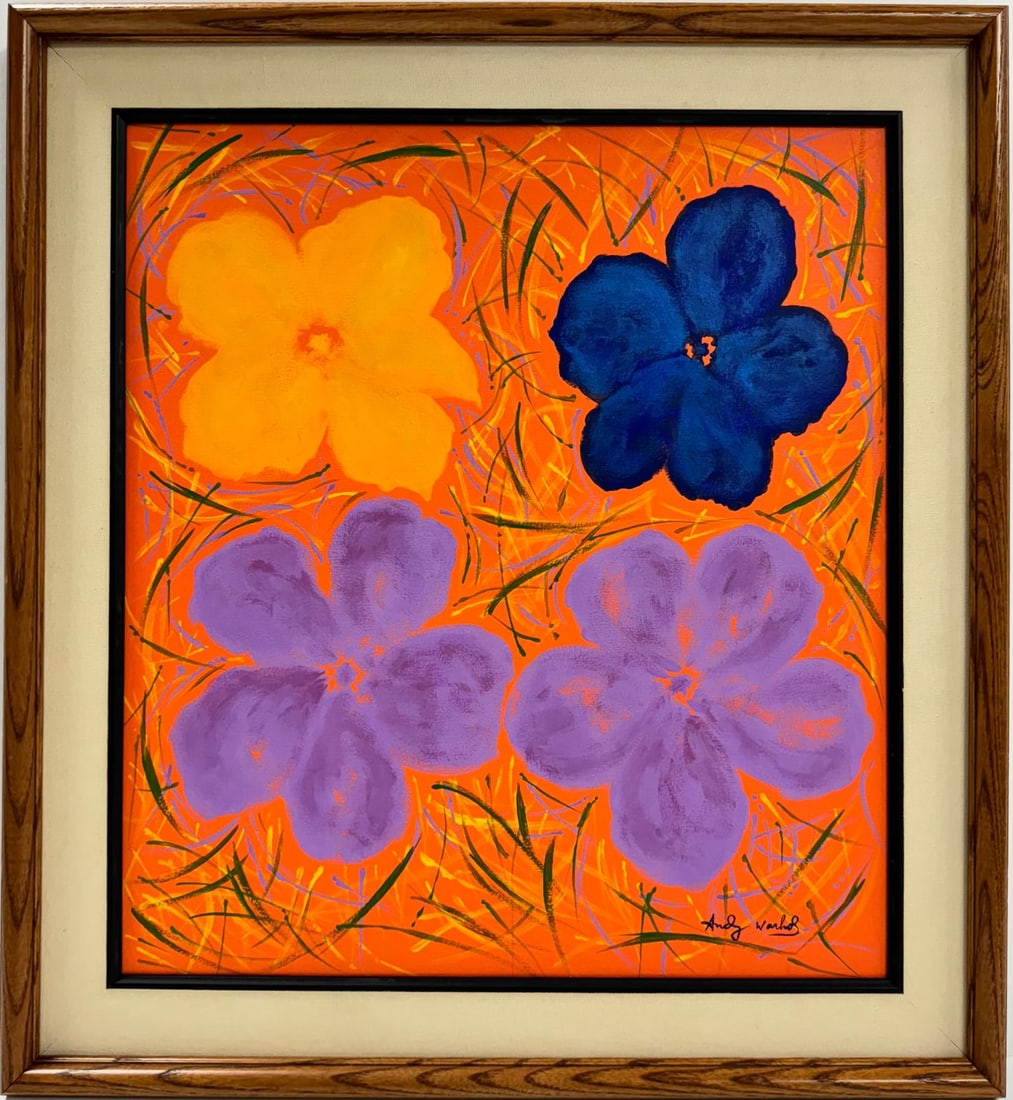 Andy Warhol American 1928-1987 Acrylic on Canvas Painting in the style of.Basquiat Pop Art Era (1 of 6)