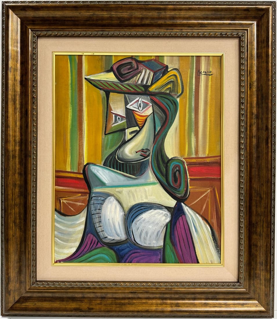 Pablo Picasso Spanish 1881-1973 Beautiful Oil On Canvas Painting in the style of Dali Magritte, Era (1 of 7)