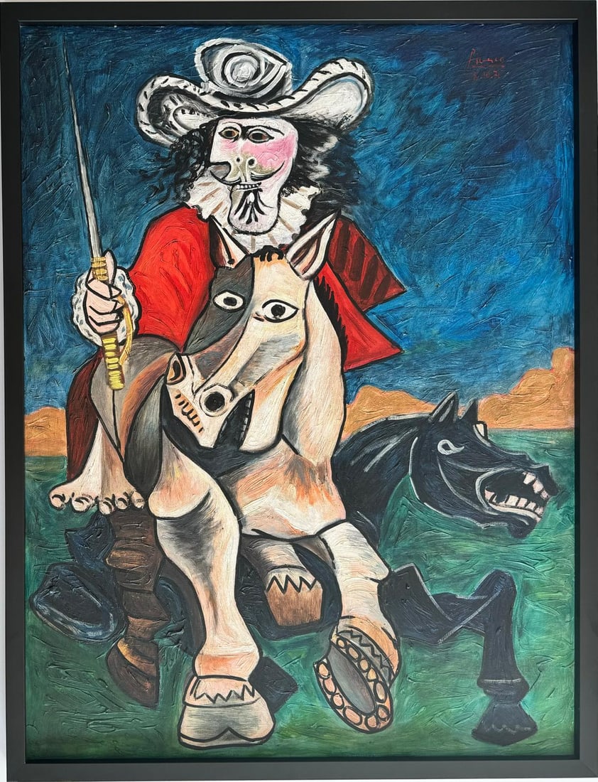 Pablo Picasso Spanish 1881-1973 Large Oil On Canvas Painting In The Style Of. Dali Magritte, Era (1 of 8)