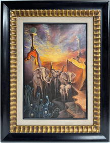 Salvador Dali Spanish 1904 - 1989 Oil on Canvas Painting in the style of. Magritte Ernst Picasso Era (1 of 7)