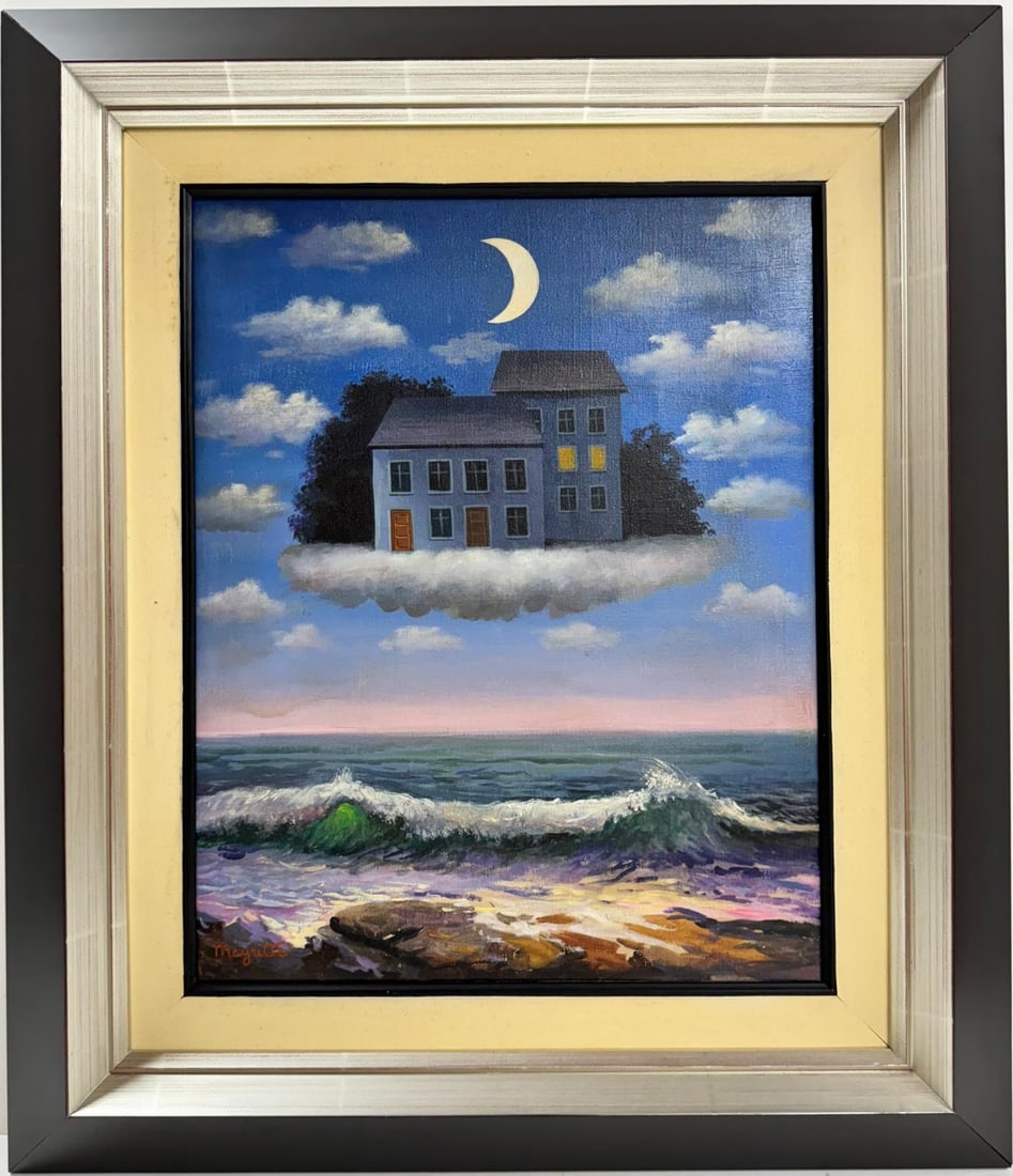 Rene Magritte Belgian 1898 - 1967 Untitled Oil on Canvas Painting in The Style of. Dali Picasso Era (1 of 5)