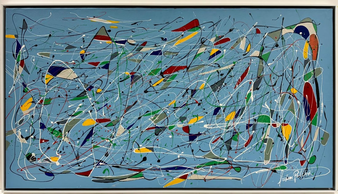 Jackson Pollock American Oil on canvas Painting In The Style of. Rothko Kline de Kooning O'Keeffe. (1 of 6)