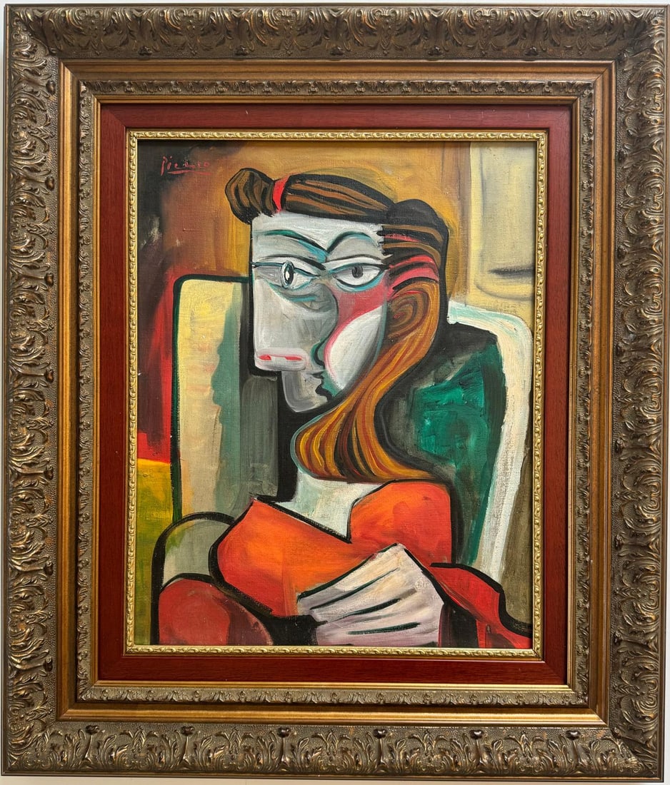 Pablo Picasso Spanish 1881-1973 Beautiful Oil On Canvas Painting in the style of. Dali Magritte, Era (1 of 6)