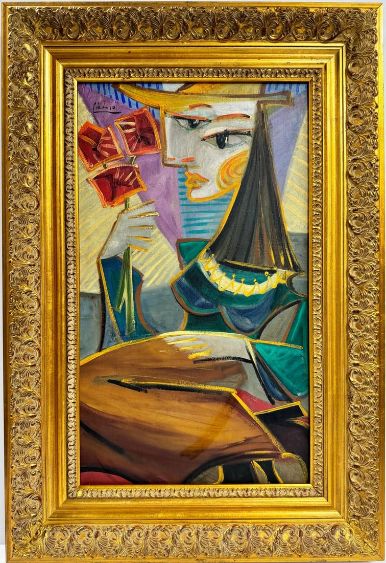 Pablo Picasso Spanish 1881-1973 Beautiful Oil On Canvas Painting  in the style of Dali Magritte, Era (1 of 7)