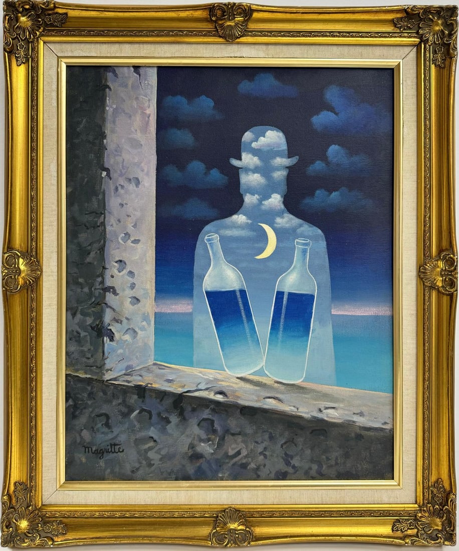 Rene Magritte Belgian 1898 - 1967 Untitled Oil on Canvas Painting In The Style of. Dali Picasso Era (1 of 6)