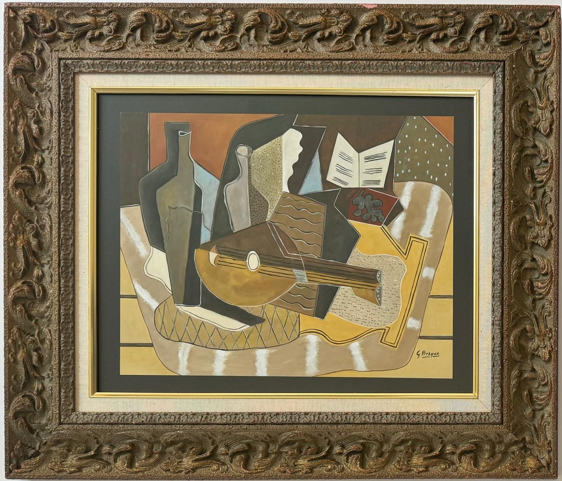 Georges Braque French 1882-1963 Gouache on Paper Painting in the style of. Picasso Juan Gris (1 of 6)
