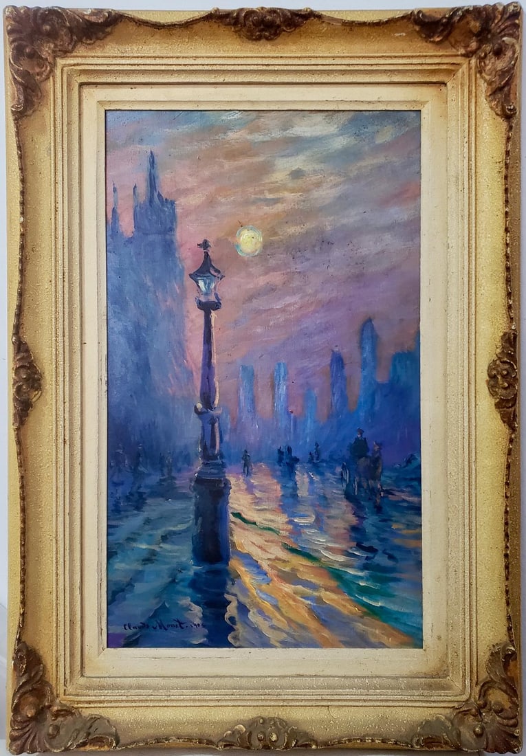 Claude Monet French 1840 - 1926 Oil on canvas Painting in the style of.Renoir Manet Pissarro Era. (1 of 6)