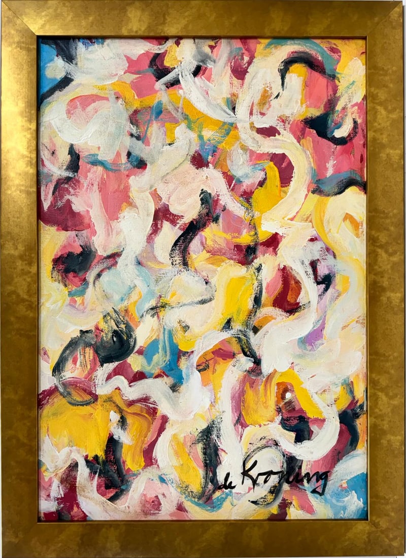 Willem de Kooning American 1904 - 1997 In The Style of Oil on canvas painting Pollock Kline (1 of 7)