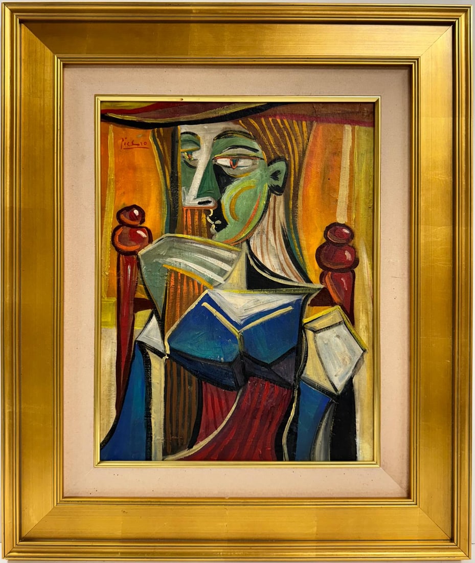 Pablo Picasso Spanish 1881-1973 Beautiful Oil On Canvas Painting in the style of. Dali Magritte, Era (1 of 7)