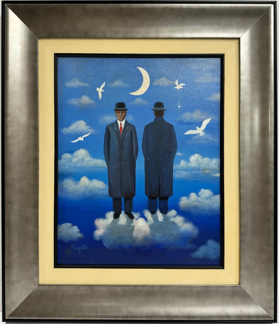 Rene Magritte Belgian 1898 - 1967 Untitled Oil on Canvas Painting in The Style of. Dali Picasso Era (1 of 7)