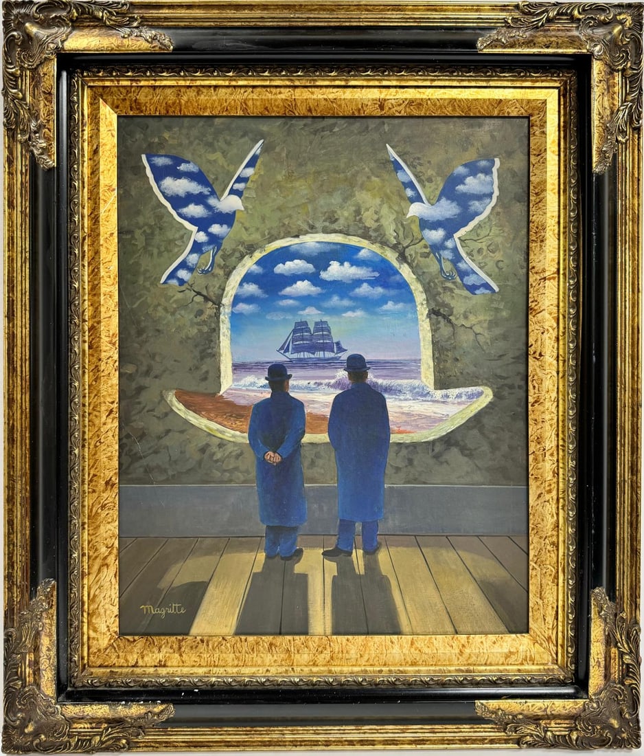 Rene Magritte Belgian 1898 - 1967 Untitled Oil on Canvas Painting in The Style of. Dali Picasso Era (1 of 6)