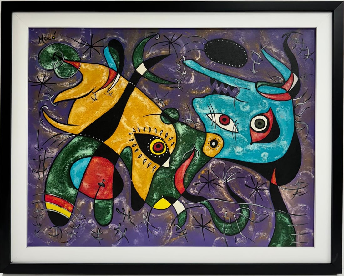 Joan Miro Spanish 1893 - 1983 Oil on Canvas in the style of. Dali Picasso Magritte Chagall Era (1 of 7)