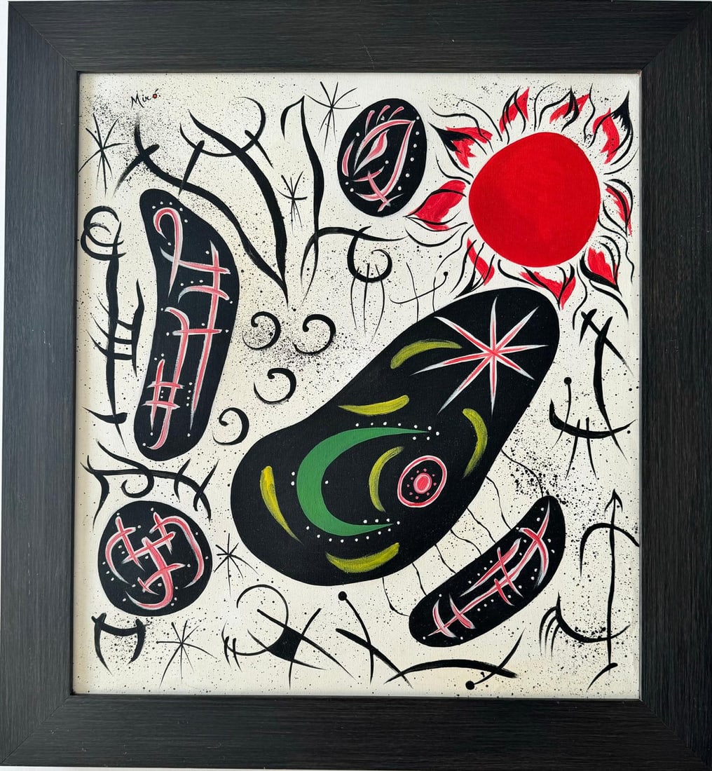 Joan Miro Spanish 1893 - 1983 Oil on Canvas in the style of. Dali Picasso Magritte Chagall Era (1 of 6)