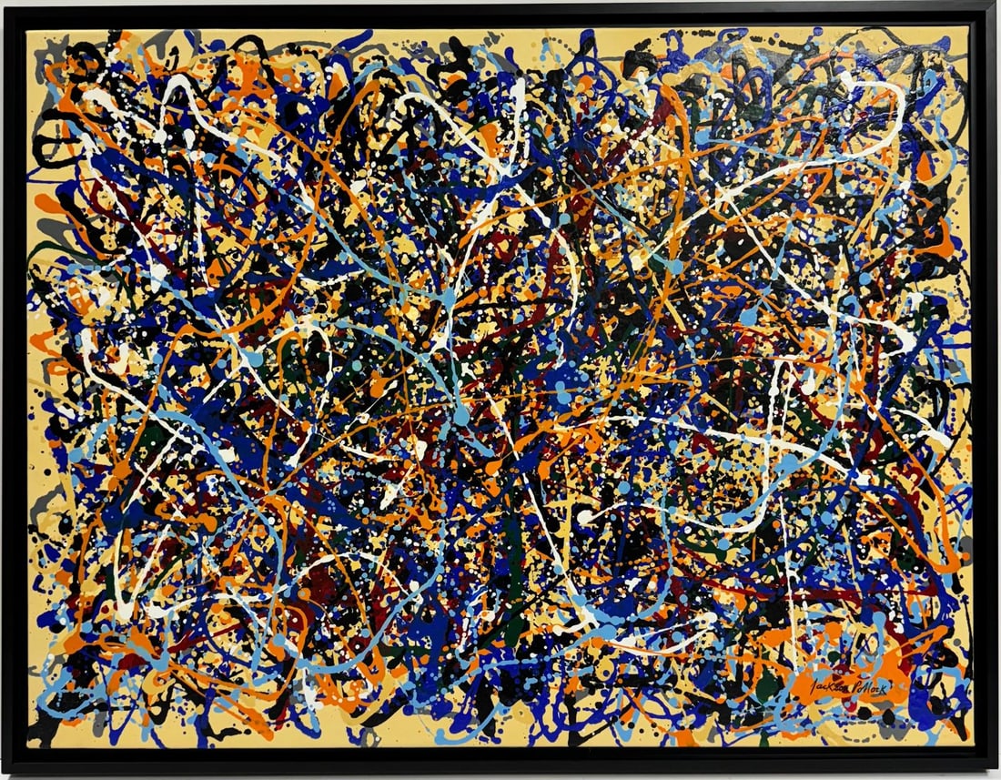 Jackson Pollock American Oil on canvas Painting In The Style of. Rothko Kline de Kooning O'Keeffe. (1 of 6)