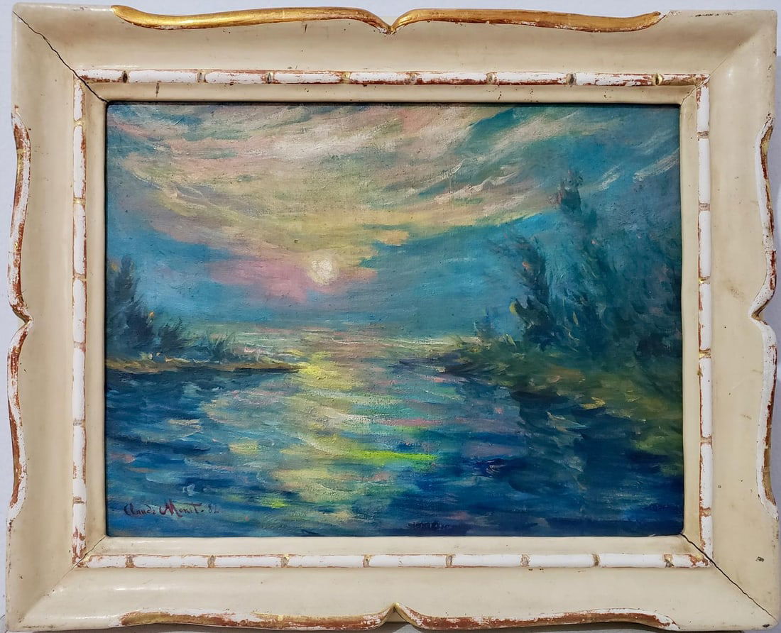 Claude Monet French 1840 - 1926 Oil on canvas Painting in the style of Renoir Manet Pissarro Era. (1 of 7)