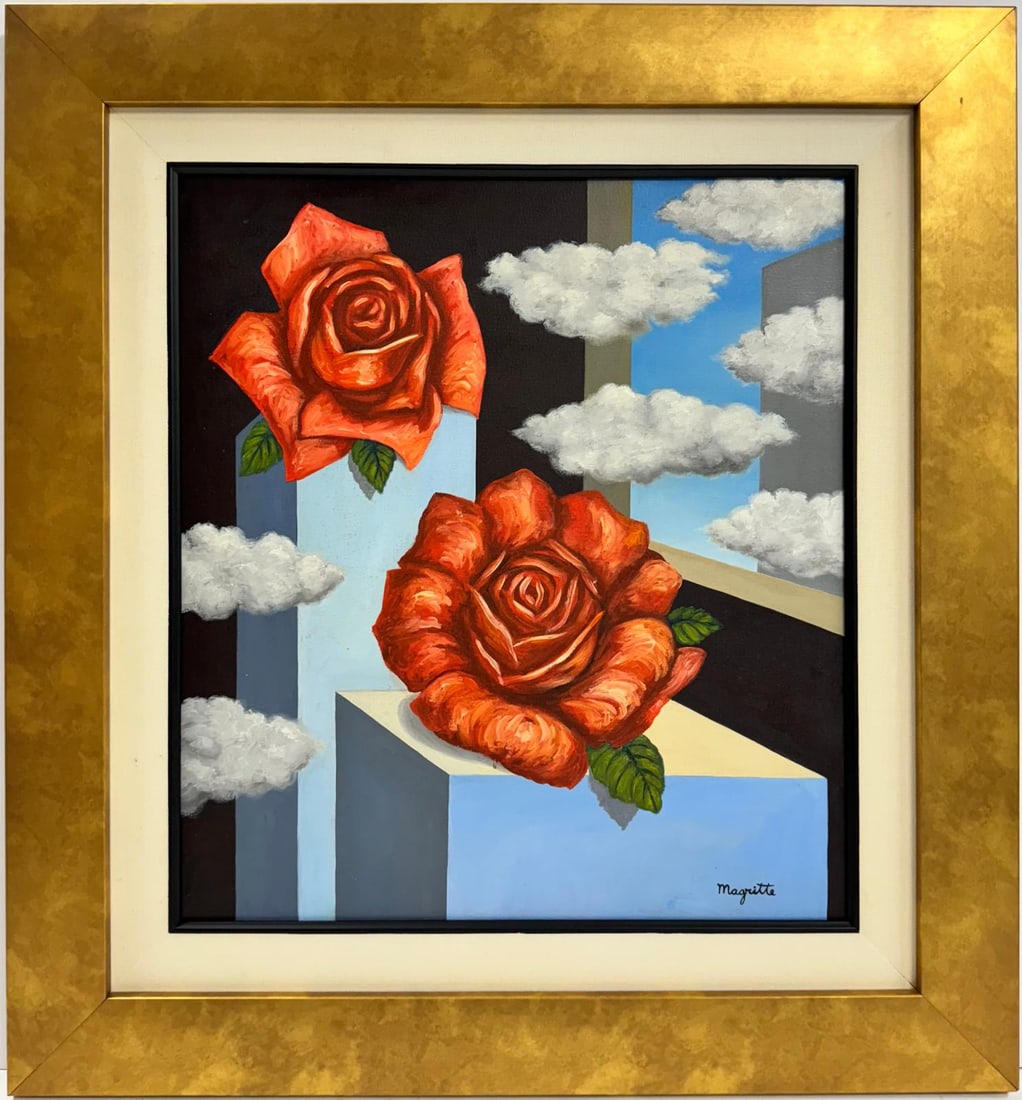 Rene Magritte Belgian 1898 - 1967 Untitled Oil on Canvas Painting in The Style of. Dali Picasso Era (1 of 6)