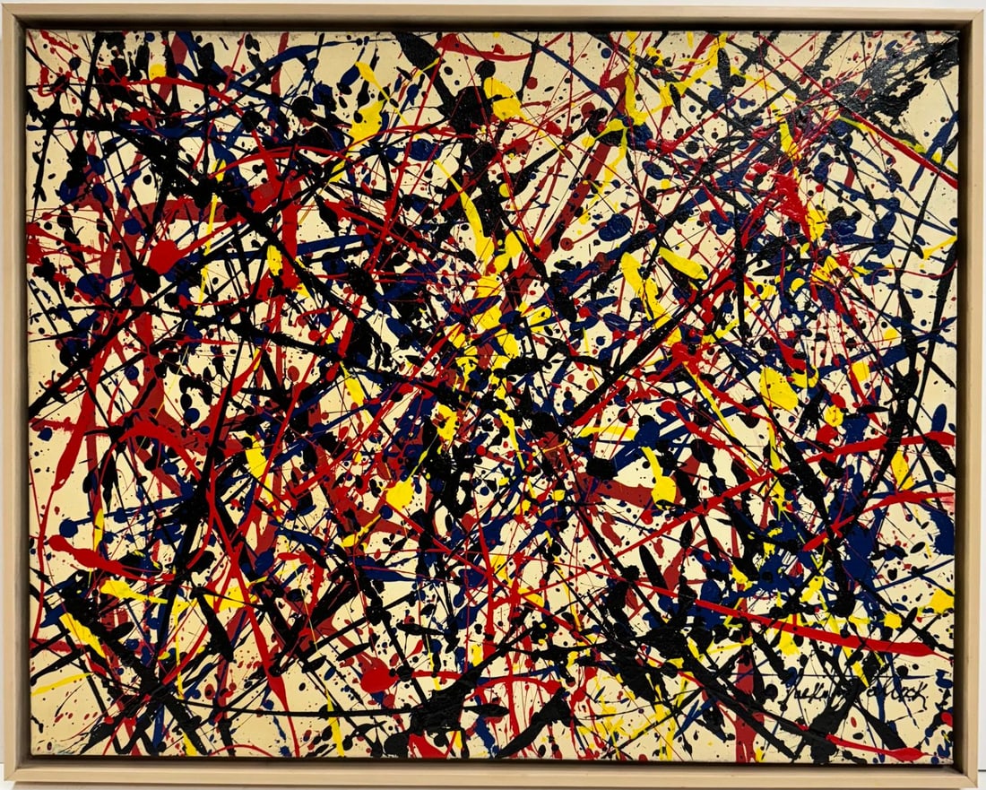 Jackson Pollock American Oil on canvas Painting In The Style of. Rothko Kline de Kooning O'Keeffe. (1 of 7)