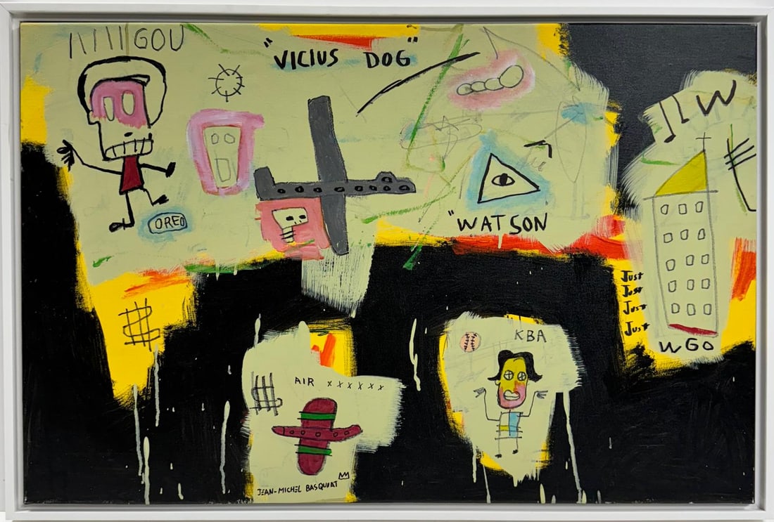 Jean Michel Basquiat Abstract In The Style of. Pollock Andy Warhol Era Acrylic on Canvas (1 of 7)