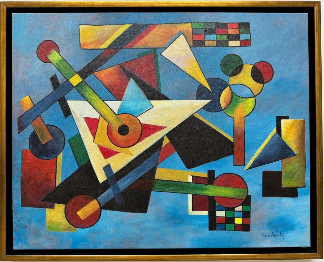 Wassily Kandinsky 1866 - 1944 Oil on Canvas Painting in the style of. Mondrian. Kazimir Malevich Era (1 of 6)