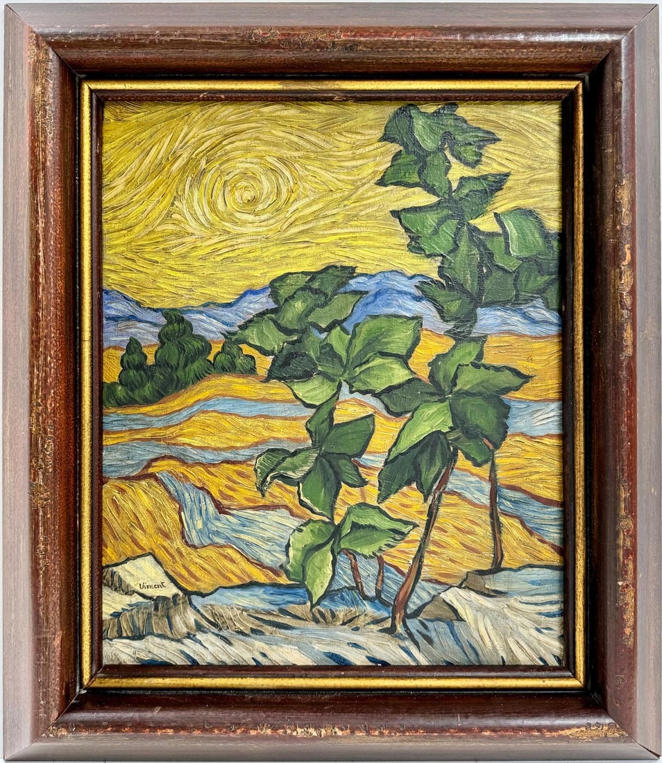 Vincent Van Gogh Dutch 1853-1890 Oil on Canvas painting in the style of Gauguin,Degas ,Era.COA (1 of 10)