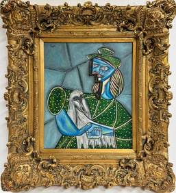 Pablo Picasso Spanish 1881-1973 Beautiful Oil On Canvas Painting In The Style Of. Dali,Magritte, COA