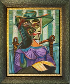 Pablo Picasso Spanish 1881-1973 Beautiful Oil On Canvas Painting in the style of. Dali Magritte, Era