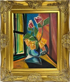 Pablo Picasso Spanish 1881-1973 Beautiful Oil On Canvas Painting in the style of . Dali,Magritte COA