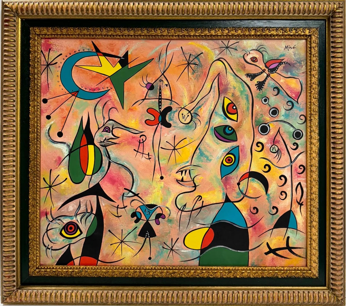 Joan Miro Spanish 1893 - 1983 Oil on Canvas in the style of. Dali Picasso Magritte Chagall Era (1 of 6)