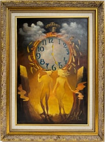 Salvador Dali Spanish 1904 - 1989 Oil on Canvas Painting in the style of. Magritte Ernst Picasso Era