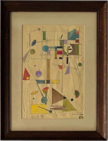 Wassily Kandinsky 1866 - 1944 Watercolor on Paper in the style of. Mondrian. Kazimir Malevich Era