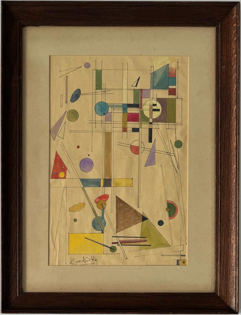 Wassily Kandinsky 1866 - 1944 Watercolor on Paper in the style of. Mondrian. Kazimir Malevich Era (1 of 6)