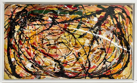 Jackson Pollock American Oil on canvas Painting In The Style of. Rothko,O'Keeffe,Kline Era.COA