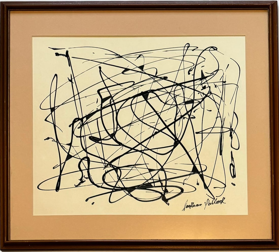 Jackson Pollock American Oil on paper Painting In The Style of. Rothko,O'Keeffe,Kline Era.COA (1 of 7)