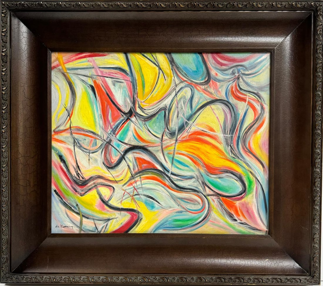 Willem de Kooning American 1904 - 1997 In The Style of Oil on canvas painting Pollock Kline (1 of 8)